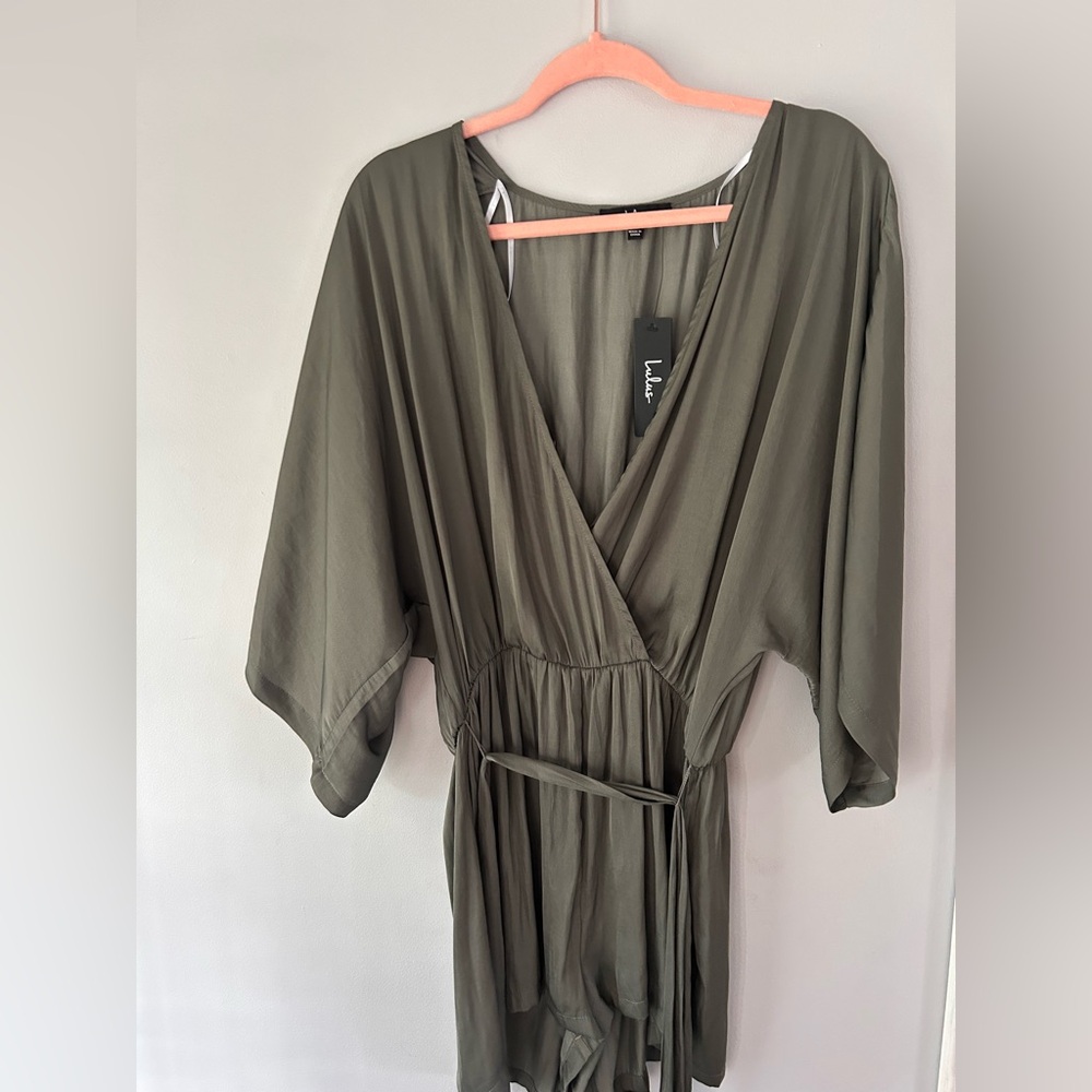 Lulus Olive Green Wrap romper